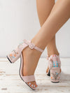 Floral Embroidered Chunky Heeled Ankle Strap Sandals: Step into Summer Fashion