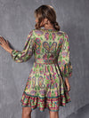 Boho Chic Paisley Print Lantern Sleeve Dress