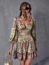 Boho Chic Paisley Print Lantern Sleeve Dress