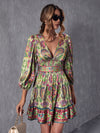 Boho Chic Paisley Print Lantern Sleeve Dress