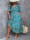 Spring Fling: Floral Print Butterfly Sleeve Ruffle Hem Dress