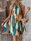 Summer Dream: Full Printed Halter Pleated Dress