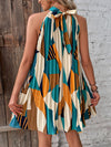 Summer Dream: Full Printed Halter Pleated Dress