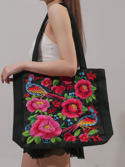 This stylish tote bag features elegant floral and bird embroidery, making it the perfect Mother's Day gift for any mom. With its spacious interior and durable construction, it's not only beautiful but also functional for all her daily needs. Show your appreciation and love with this thoughtful gift.