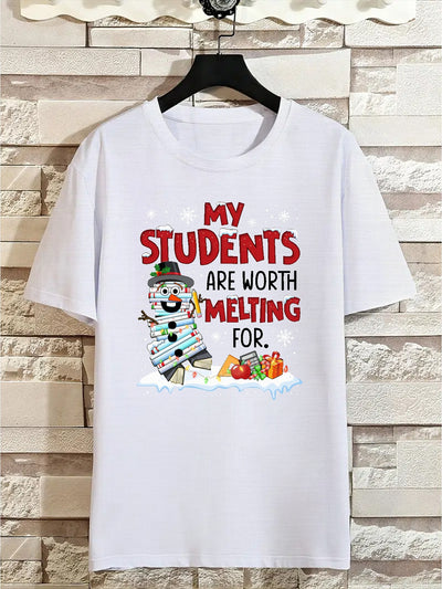 Melting Worth: Casual and Trendy Graphic Print Tees for Plus Size Men - Perfect Summer Oversized Loose Tees and Teachers Day Gift