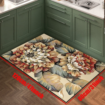 Flower Print Home Décor Rug: Enhance Your Space with this Stylish Kitchen Mat, Entrance Door Mat, or Living Room Rug