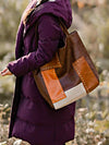 Retro Colorblock Vintage Patchwork Tote Bag: Stylish Shoulder Handbag