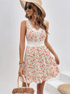 Blooming Beauty: Floral Print Lace Patchwork Dress