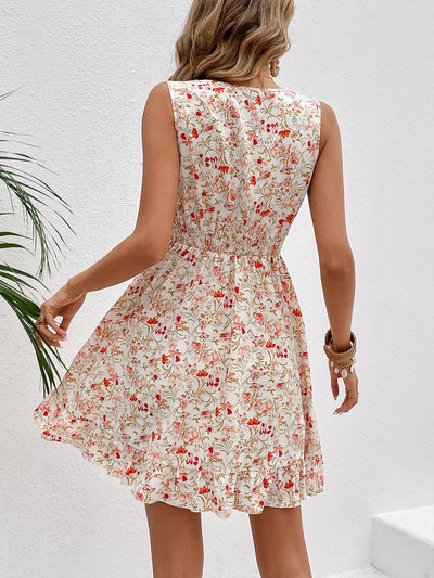 Blooming Beauty: Floral Print Lace Patchwork Dress