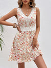 Blooming Beauty: Floral Print Lace Patchwork Dress