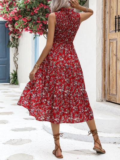 Summer Breeze: Small Floral Print Sleeveless Dress