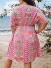 Vacation Vibes: Plus Size Allover Print Batwing Sleeve Dress