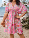 Vacation Vibes: Plus Size Allover Print Batwing Sleeve Dress