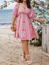 Vacation Vibes: Plus Size Allover Print Batwing Sleeve Dress