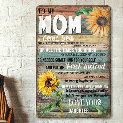 Honor the special woman in your life with this To My Mom Vintage Metal Wall Art, featuring a timeless sentiment that will last forever. Crafted from metal, this Mothers Day poster gift is perfect for any home décor setting for a lasting reminder of how much your mom is appreciated.