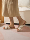 Summer Ready: Open Toe Linen Slippers with Letter Crossing Straps