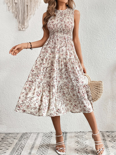 Summer Breeze: Small Floral Print Sleeveless Dress