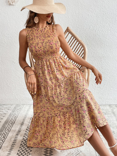 Summer Breeze: Small Floral Print Sleeveless Dress