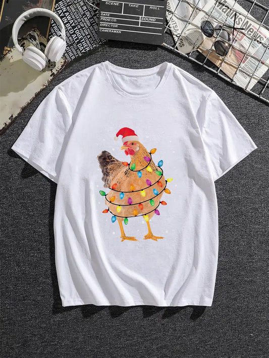 Get ready to make everyone laugh with this Hilarious Christmas Rooster Pattern Tee. Perfect for the summer season and available in plus size, it's the ideal top for men who love to spread joy and humor. With a unique design and comfortable fit, this shirt is sure to be a hit at any holiday gathering. Order yours today!