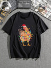 Hilarious Christmas Rooster Pattern Tee: The Perfect Summer Plus Size Top for Men