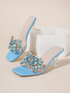 Glamorous Rhinestone Clear Sculptural Heeled Sandals: The Perfect PVC Mule Sandals for Women