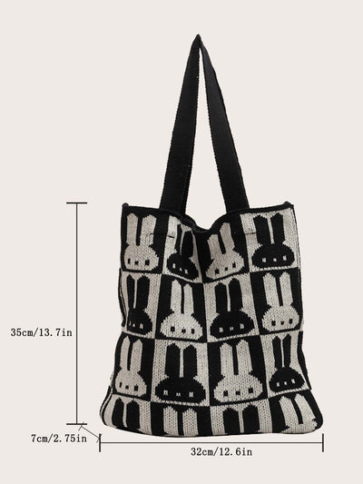 Cute and Functional: Cartoon Rabbit Pattern Crochet Bag for Stylish Teens and College Students