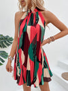 Summer Dream: Full Printed Halter Pleated Dress