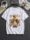 Plus Size Gobble: Men's Casual Trendy Graphic Print Comfortable Crew Neck Short Sleeve T-Shirts - Summer Oversized Loose Tees