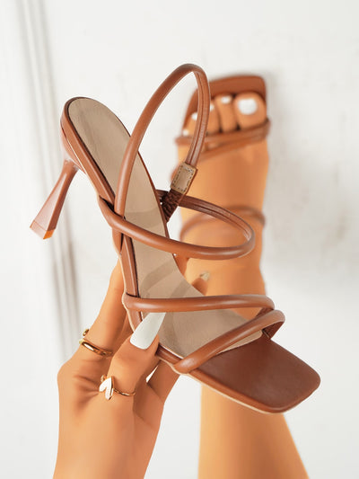 Chic and Stylish Bowknot Detail High Heeled Sandals for Summer in Apricot