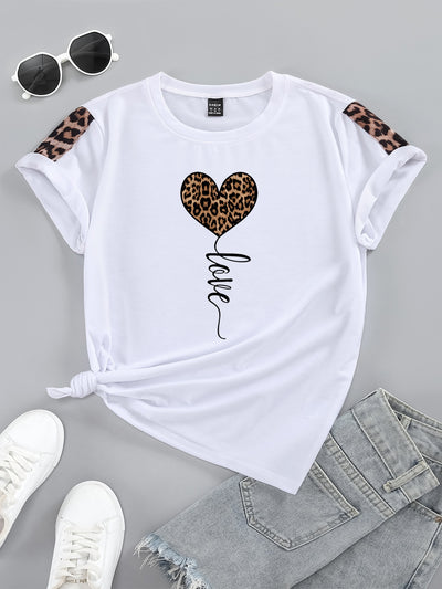 Wild Heart: Leopard Print Short Sleeve T-Shirt for Women