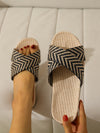 Summer Ready: Open Toe Linen Slippers with Letter Crossing Straps