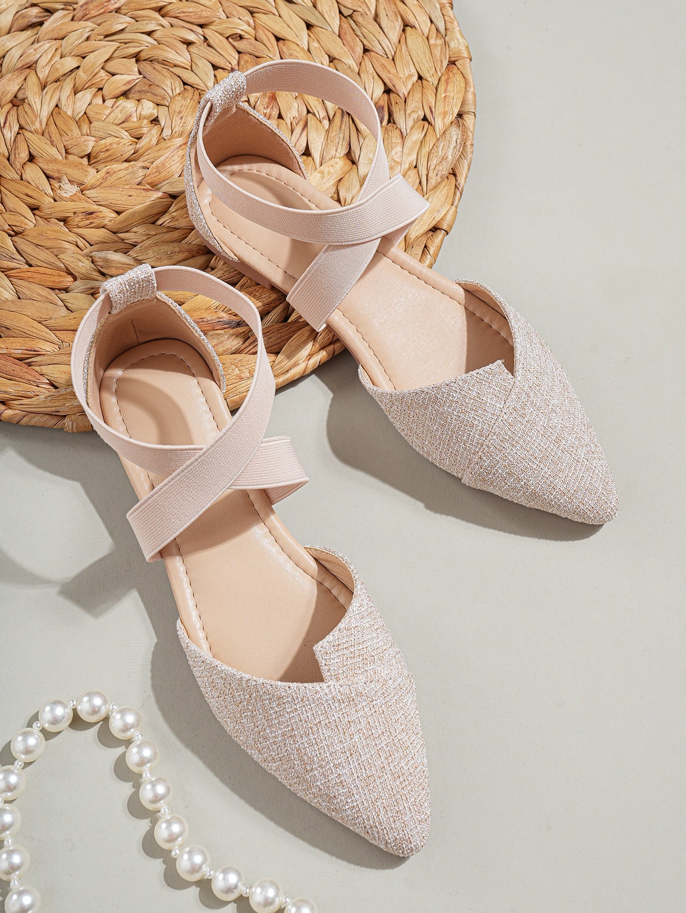 Experience ultimate comfort and style with our Chic and Stylish Point Toe Cross Strap Linen Flats. Designed for women, these flats feature a point toe and cross strap, providing a secure and stylish fit. Made with high-quality linen, these flats offer a luxurious feel and durability. Elevate any outfit with these chic flats.