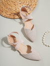 Chic and Stylish Point Toe Cross Strap Linen Flats for Women