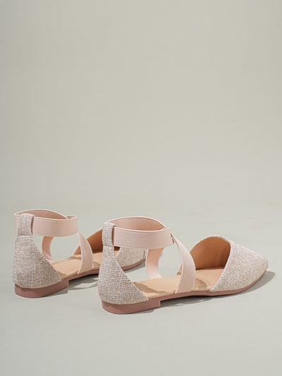 Chic and Stylish Point Toe Cross Strap Linen Flats for Women