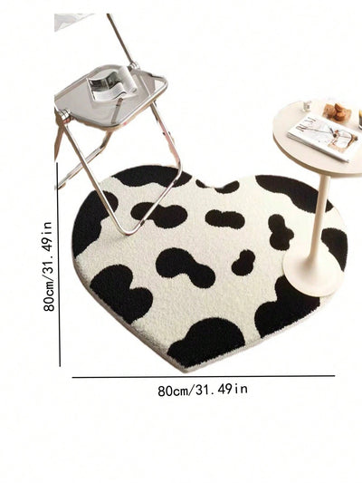 Cozy up with this Cow Pattern Heart Design Anti-slip Bedroom Rug for Living Room