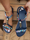 Summer Chic: Woven Flat Sandals with Anti-Slip Sole and Open Toe Design