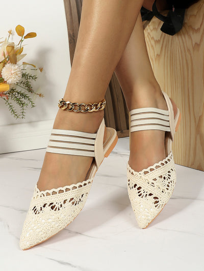 Chic Hollow Out Flats with Ankle Strap - Perfect for Pointed-Toe Comfort