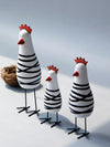 Modernist Chicken Trio: Wooden Decorative Craft Set for Chic Home Decor