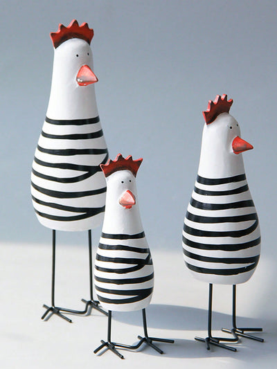 Modernist Chicken Trio: Wooden Decorative Craft Set for Chic Home Decor