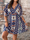 Vacation Vibes: Plus Size Allover Print Batwing Sleeve Dress