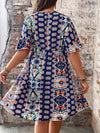 Vacation Vibes: Plus Size Allover Print Batwing Sleeve Dress