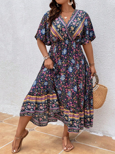 Spring Fling: Floral Print Butterfly Sleeve Ruffle Hem Dress