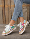 Floral Dream: Women's Artificial Leather Lace-up Skate Shoes for Sporty Style