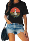 Quirky and Comfy: Women's Duck Graphic Print Tee – A Playful Addition to Your Casual Wardrobe!