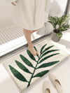 Bamboo Leaf Pattern Plush Forest Bathroom Mat: Soft, Absorbent, and Anti-slip