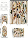 Leaf Pattern Shower Curtain and Bath Mat Set: Modern, Waterproof, Polyester for Your Bathroom