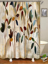 Leaf Pattern Shower Curtain and Bath Mat Set: Modern, Waterproof, Polyester for Your Bathroom