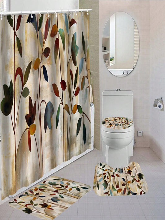Transform your bathroom with this Leaf Pattern <a href="https://canaryhouze.com/collections/shower-curtain" target="_blank" rel="noopener">Shower Curtain</a> and Bath Mat Set. Made with modern, waterproof polyester, it's the perfect addition to any bathroom. Keep your floors dry and stylish with this elegant set.
