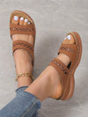 Stylish Hollow Out Wedge Slide Sandals: The Perfect Elegant Brown Sandals for Women