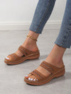 Stylish Hollow Out Wedge Slide Sandals: The Perfect Elegant Brown Sandals for Women